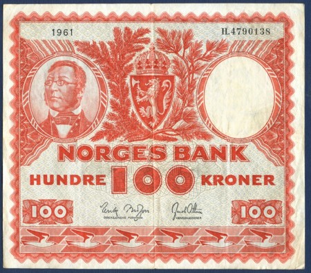 100 kr 1961 H.4790138 kv. 1/1-
