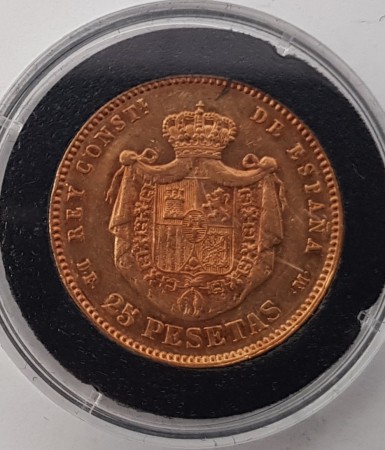 Spania: 25 pesetas 1877 kv. 1/1+