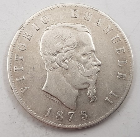 Italia: 5 lire 1875 kv. 1
