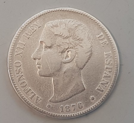 Spania: 5 pesetas 1876 kv. 1-