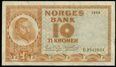 10 kr 1954 E.2942094 kv. 1/1+