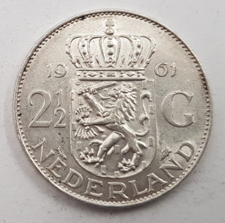 Nederland: 2 1/2 gulden 1961 kv. 1+01