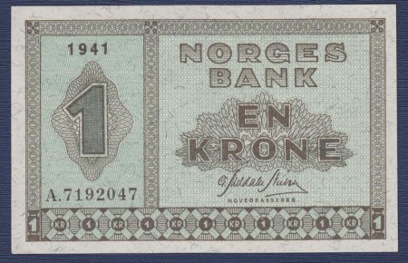 1 krone Type II 1940 - 1950