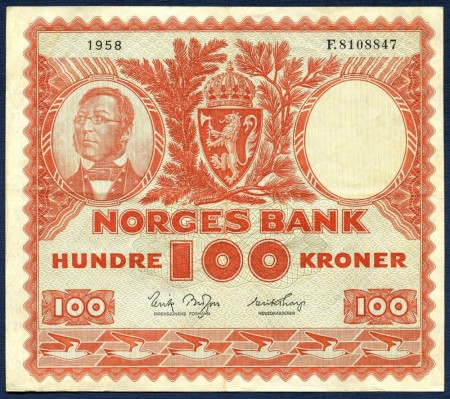 100 kr 1958 F.8108847 kv. 1/1- 