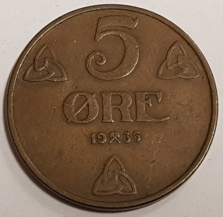 5 øre 1935 kv. 1