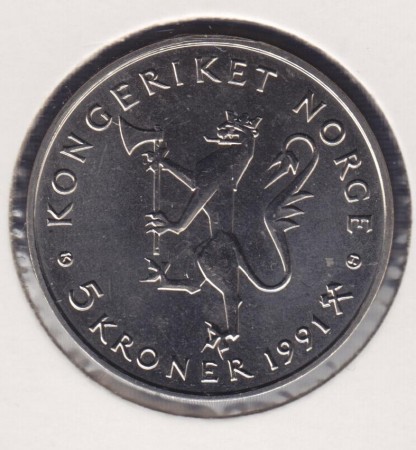 5 kr 1991 Norges Bank 175 år kv. 0