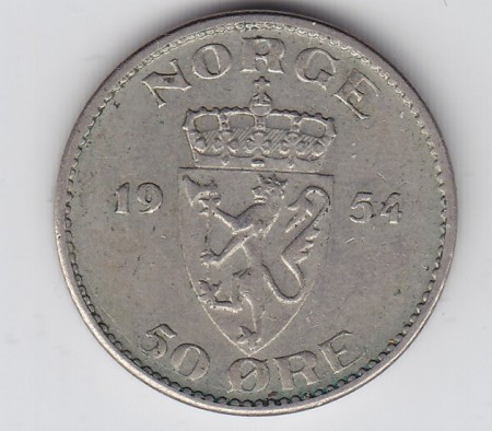 50 øre 1954 kv. 1