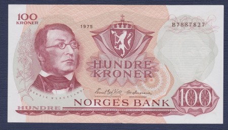 100 kr 1975 B kv. 1+