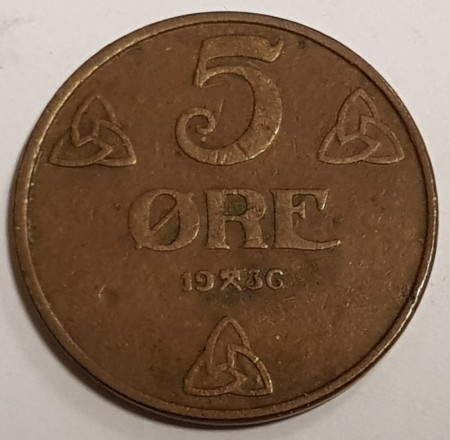 5 øre 1936 kv. 1