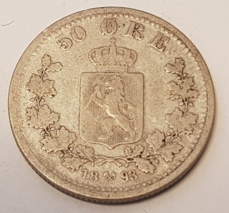50 øre 1893 kv. 1- (nr. 1)