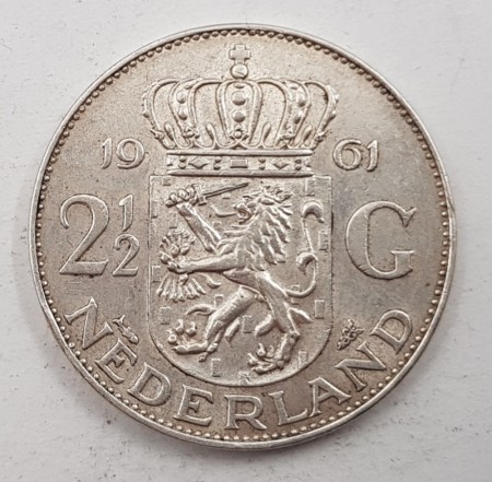 Nederland: 2 1/2 gulden 1961 kv. 1+